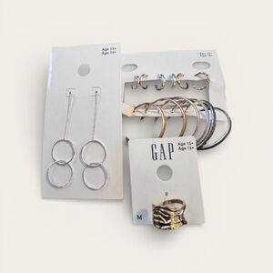 GAP Mixed Metal Jewelry Bundle NWT Hoop Earrings Drop Earrings Ring Set